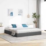 vidaXL Pat cu storage cu headboard Gri &icirc;nchis 180 x 200 cm țesătură 3370029