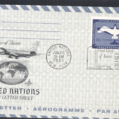 UN New York 1961 Printed Aerogramme UNUSED FDC UN.253