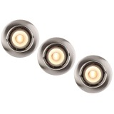 Set 3 spoturi &icirc;ncastrate LUCIDE FOCUS LED din metal cromat mat cu LED, GU10, IP20, model 11001/15/12, Argintiu