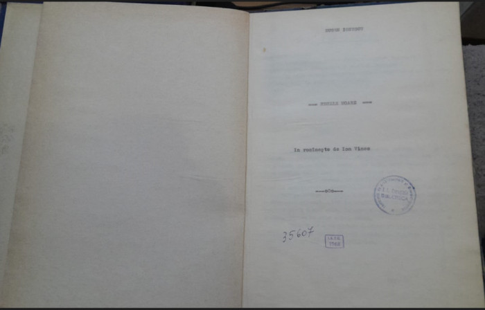 1968 Dactilograma traducere Eugen Ionescu, Regele moare / Uz intern IATC teatru