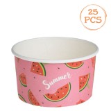 Boluri din Carton Roz cu Model Pepene Verde, 240 ml, 12 buc, CMCLASS