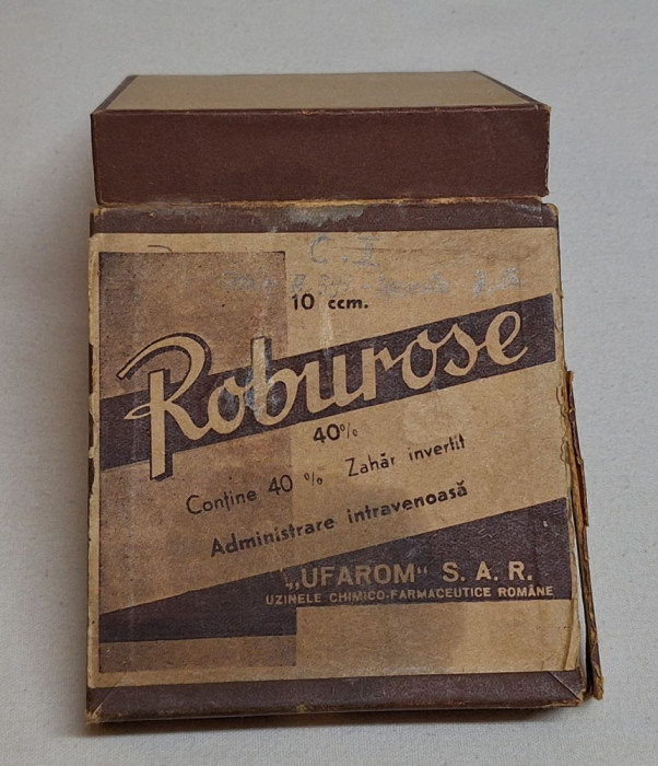 ROBUROSE UFAROM SAR uzinele chimico farmaceutice Romane cutie reclama anii 1930