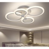 Cumpara ieftin Lustra LED 72W, 5040 lumeni, 4 cercuri, alb, telecomanda, aplicatie telefon, lumina/rece/calda/neutra, intensitate reglabila