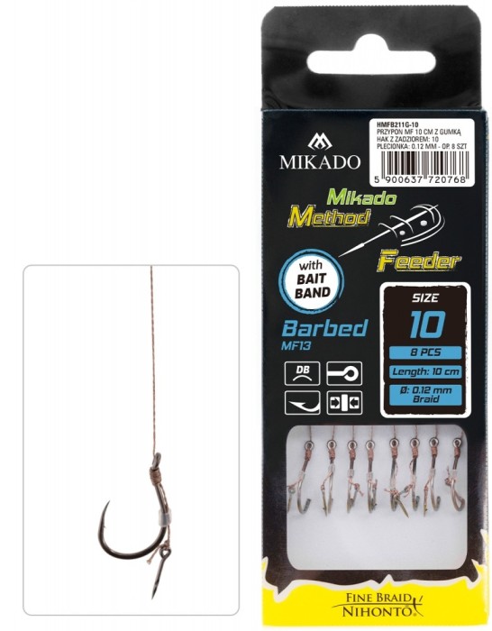 CARLIGE LEGATE MIKADO METHOD FEEDER FINE BRAID MF13 BARBED WITH SPIKE Nr.10 8BUC/PLIC