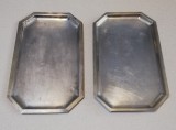Set 2 Tăvi Aperitive Alama Placata Argint, Platouri Octogonale Vechi, 15x23 cm