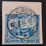 Timbrul Clasic Germania Saargebiet 1921 - Primăria Saarbr&uuml;cken, Ștampilă Istorică V&ouml;lklingen 1926, Fragment, 20c -A333