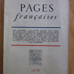 Revista Pages Francaises, nr.15 (1946) Tzara Eluard Aragon Lautreamont Valery