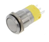 Buton push iluminat fara mentinere, 5A 250V AC, 19mm, IP65, metalic, 3 pini, FLM19-FJ-1-XX000-S11M3