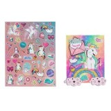 Set Autocolante cu Unicorni si Album, 58 bucati, Multicolor, CMCLASS