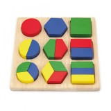 Puzzle educativ din lemn, Viga, Forme geometrice si fractii