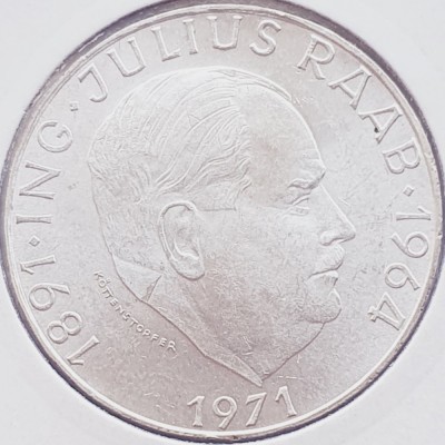 423 Austria 50 Schilling 1971 Julius Raab km 2911 argint foto