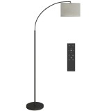 HOMCOM Lampada da Terra Regolabile Telecomando e Timer 1h Paralume Girevole Nero | Aosom Romania