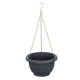 Ghiveci Flori Suspendat din Plastic Gri cu Lanturi Metalice, CMCLASS