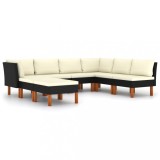 Cumpara ieftin Set mobilier de gradina cu perne, 8 piese, negru, poliratan
