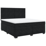 Cumpara ieftin Pat box spring cu saltea, negru, 180x200 cm, catifea