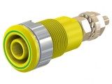 Soclu Banană 4mm 32A 1kV Galben-Verde Aurit