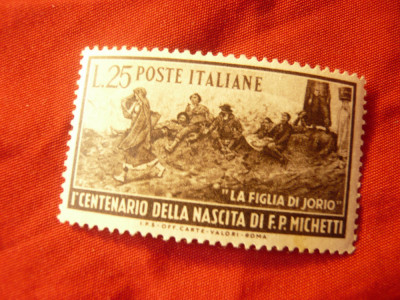 Serie 1 valoare Italia 1951 - 100 Ani Francesco Pacio Michetti , sarniera foto