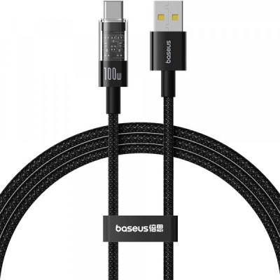 Cablu Date si Incarcare USB-A - USB-C Baseus Gem, 100W, 2m, Negru P10373002111-01 foto