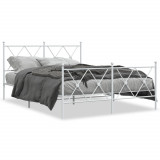 VidaXL Cadru de pat metalic cu tăblie de cap/picioare, alb, 137x190 cm