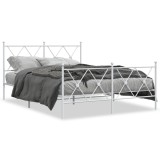 Cumpara ieftin Cadru de pat metalic cu tablie, alb, 140x200 cm