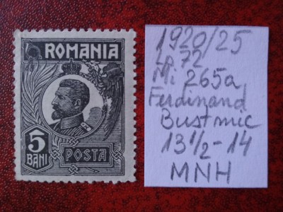 1920- Romania- Ferd. b. mic Mi265a-MNH foto