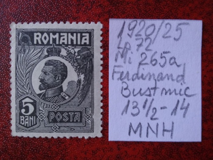 1920- Romania- Ferd. b. mic Mi265a-MNH
