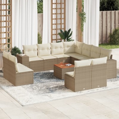 vidaXL Set canapele de grădină cu perne, 12 piese, bej, poliratan 3225505 foto