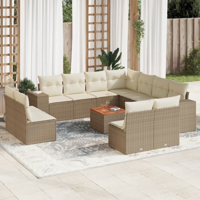 vidaXL Set canapele de grădină cu perne, 12 piese, bej, poliratan 3225505