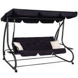 Balansoar gradina, 4 locuri, negru, 220x120x162 cm, functie pat, Linda, Springos