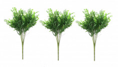 Set 3 crengute artificiale decorative, iarba, verde, 35 cm foto