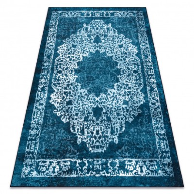 Covor ANTIKA 123 tek, ornament modern, lavabil - albastru, 120x170 cm foto