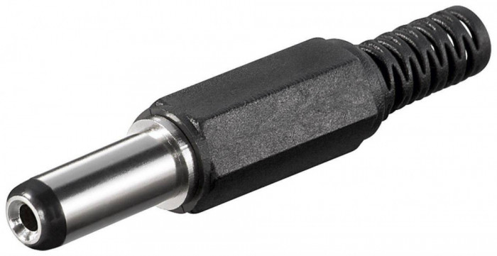 Mufa DC 2.1x5.5mm tata pin 14mm cu protector cablu Goobay