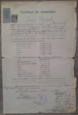Certificat de maturitate// Oravita 1923 foto