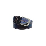 Curea de barbati din piele naturala, bleumarin, cusatura dubla, lungime 120 cm, latime 4 cm