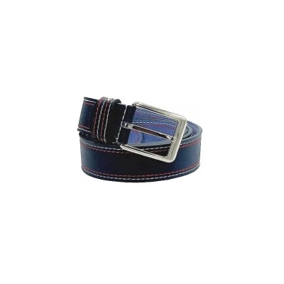 Curea de barbati din piele naturala, bleumarin, cusatura dubla, lungime 120 cm, latime 4 cm foto