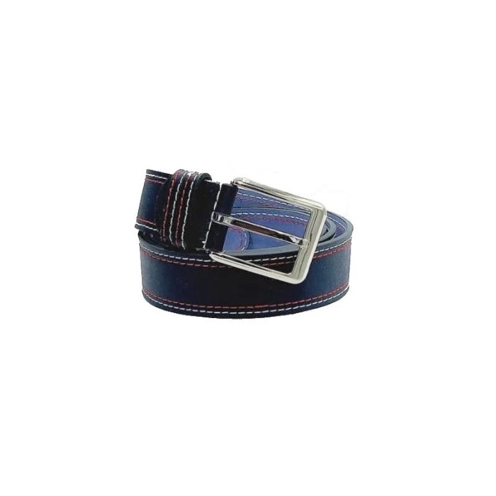 Curea de barbati din piele naturala, bleumarin, cusatura dubla, lungime 120 cm, latime 4 cm