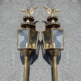 Set de 2 superbe felinare antice din alama masiva