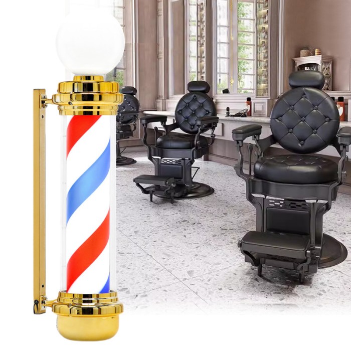 Lampă iluminată cilidrică model Barber Pole Auriu 100cm