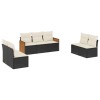 Set canapele de gradina cu perne, 7 piese, negru, poliratan