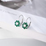 Cumpara ieftin Cercei din Argint 925 model Floare cu Cristale Zirconia Verzi si Albe, Prindere Leverback
