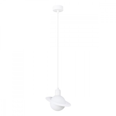 Lampă Suspendată Hyperion Alb Din Oțel, 1 Bec, Minge Modernă De Interior. foto