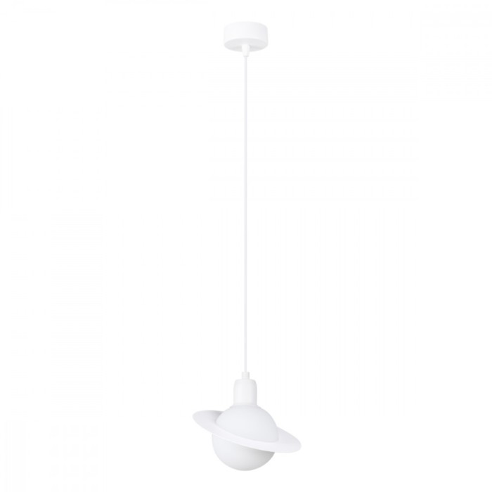 Lampă Suspendată Hyperion Alb Din Oțel, 1 Bec, Minge Modernă De Interior.