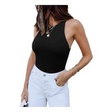 Tricouri body fără m&acirc;neci cu spate racer și guler halter