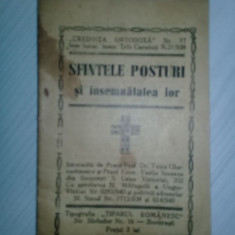 Carte(BROSURA) religioasa veche 1934,SFINTELE POSTURI/INSEMNATATEA LOR,Preot Tom