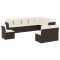 Set canapele de gradina cu perne, 10 piese, negru, poliratan