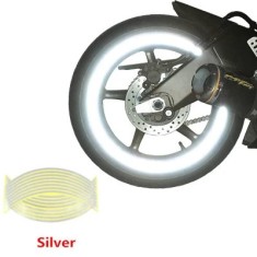 Set 16 ornamente Reflectorizante pentru jante auto, moto, culoare Argintiu AVX-AG555E