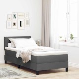 VidaXL Pat cu saltea cu tablie gri &icirc;nchis 100x200 cm din țesătură