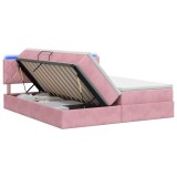 Cumpara ieftin Pat cu LED si saltea Roz 180 x 200 cm Catifea