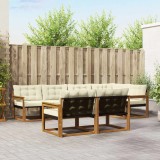 vidaXL Set de canapele de exterior cu pernă 7 pcs Natural și Crem 3369545