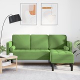 VidaXL Canapea cu 3 locuri și chaise L, verde deschis, 160 cm, catifea